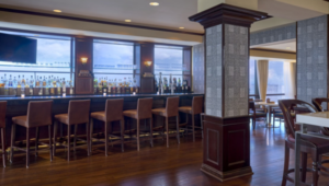 Picture of the hotel bar with stools.