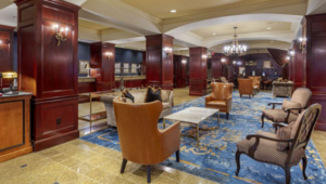 Hotel lobby with comfy chairs