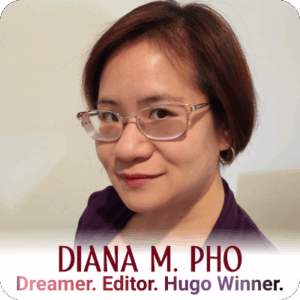 Diana Pho, a Vietnamese-American person with straight, chin-length brown hair, in a head-and-shoulders photo. She is wearing silver glasses, silver hoop earrings, a black top, and a purple blazer. She is looking at the camera with a half-smile. A headshot of Diano Pho, who is looking at the camera with a half smile.
