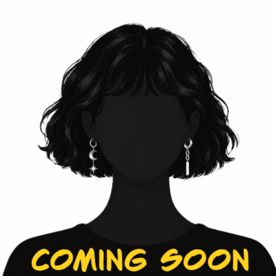 Silhouette with short, wavy hair and “Coming Soon” text.